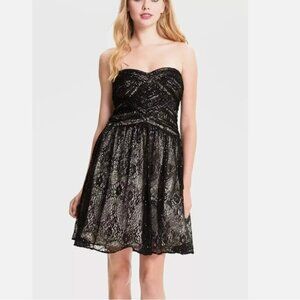 Hailey Adrianna Papell Black Lace Overlay Strapless Dress Size 4